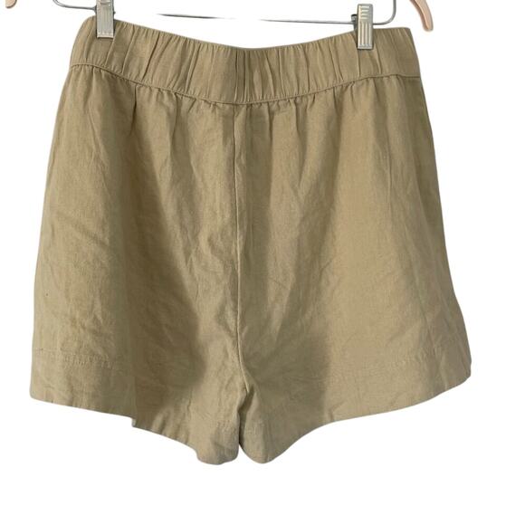 NWOT Melrose and Market Linen Blend Elastic Waist Drawstring Shorts Tan/Neutral - Picture 3 of 11